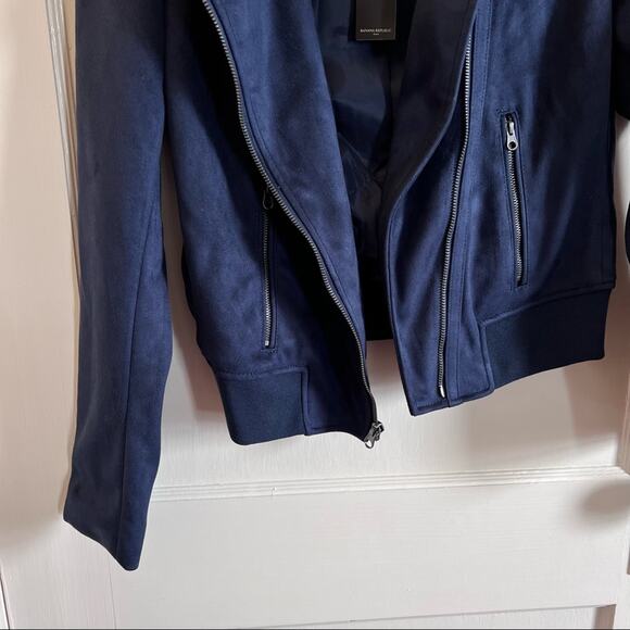 Banana Republic Petite Blue Faux Suede Moto Jacket - Picture 10 of 12